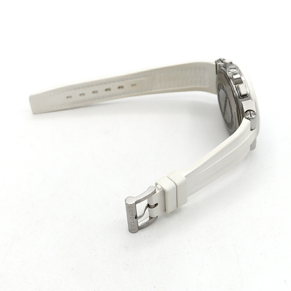 BVLGARI ブルガリ ディアゴノ クロノグラフ メディテラネアン アメジストベゼル 19Pダイヤ 500本限定 DG40SCH ダイヤモンド デイト スモールセコンド 白 ホワイト SS ステンレス 純正ベルト 純正尾錠 メンズ 自動巻き【6ヶ月保証】【腕時計】【中古】