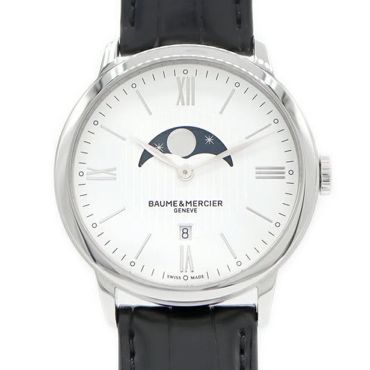 Battery replaced BAUME & MERCIER Classima MOA10219 65774 Date Moon Phase White SS Stainless Steel Genuine Belt Genuine Buckle Men's Quartz [6 Month Warranty] [Watch] [Used]
