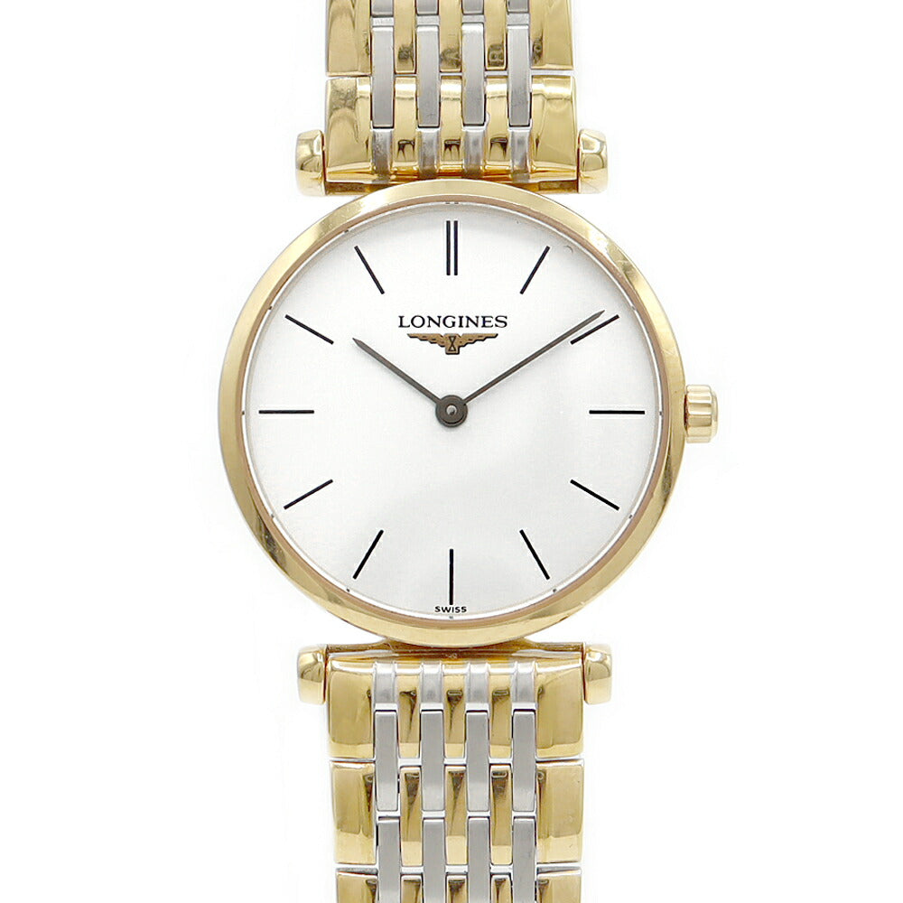 電池交換済 LONGINES ロンジン ラ グランド クラシック L4.209.2 白 ホワイト YGP イエローゴールド SS ステンレス コンビ レディース クォーツ【6ヶ月保証】【腕時計】【中古】