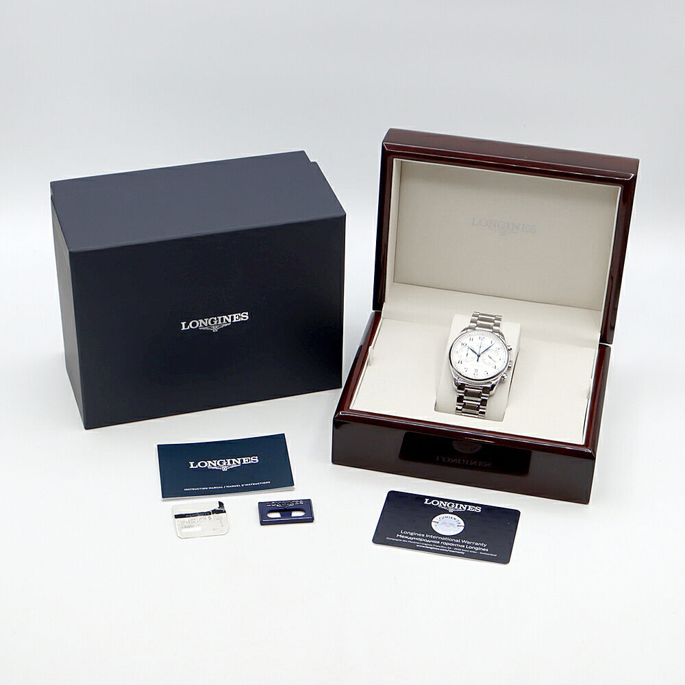 内部点検済 LONGINES ロンジン マスターコレクション クロノグラフ L2.629.4.78.6 デイト スモールセコンド 裏スケ シルバー SS ステンレス メンズ 自動巻き【6ヶ月保証】【腕時計】【中古】
