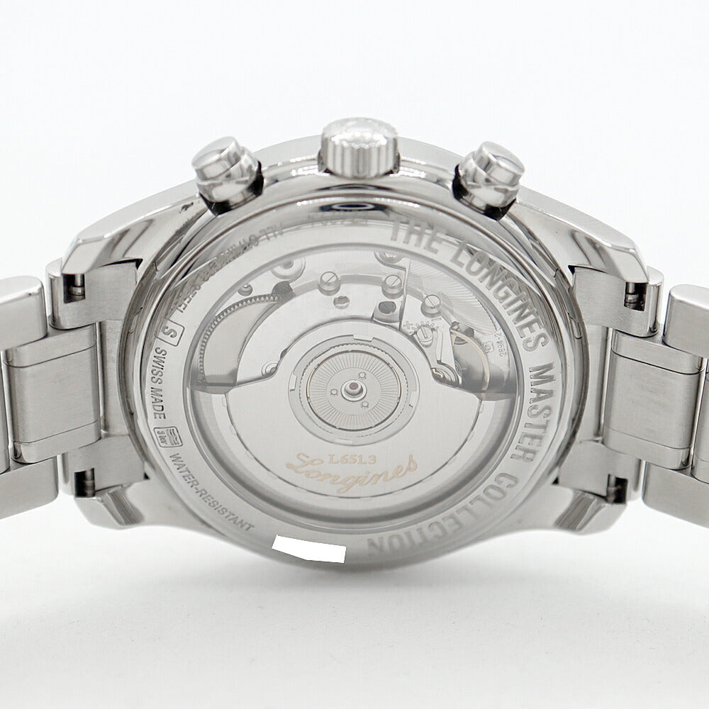 内部点検済 LONGINES ロンジン マスターコレクション クロノグラフ L2.629.4.78.6 デイト スモールセコンド 裏スケ シルバー SS ステンレス メンズ 自動巻き【6ヶ月保証】【腕時計】【中古】