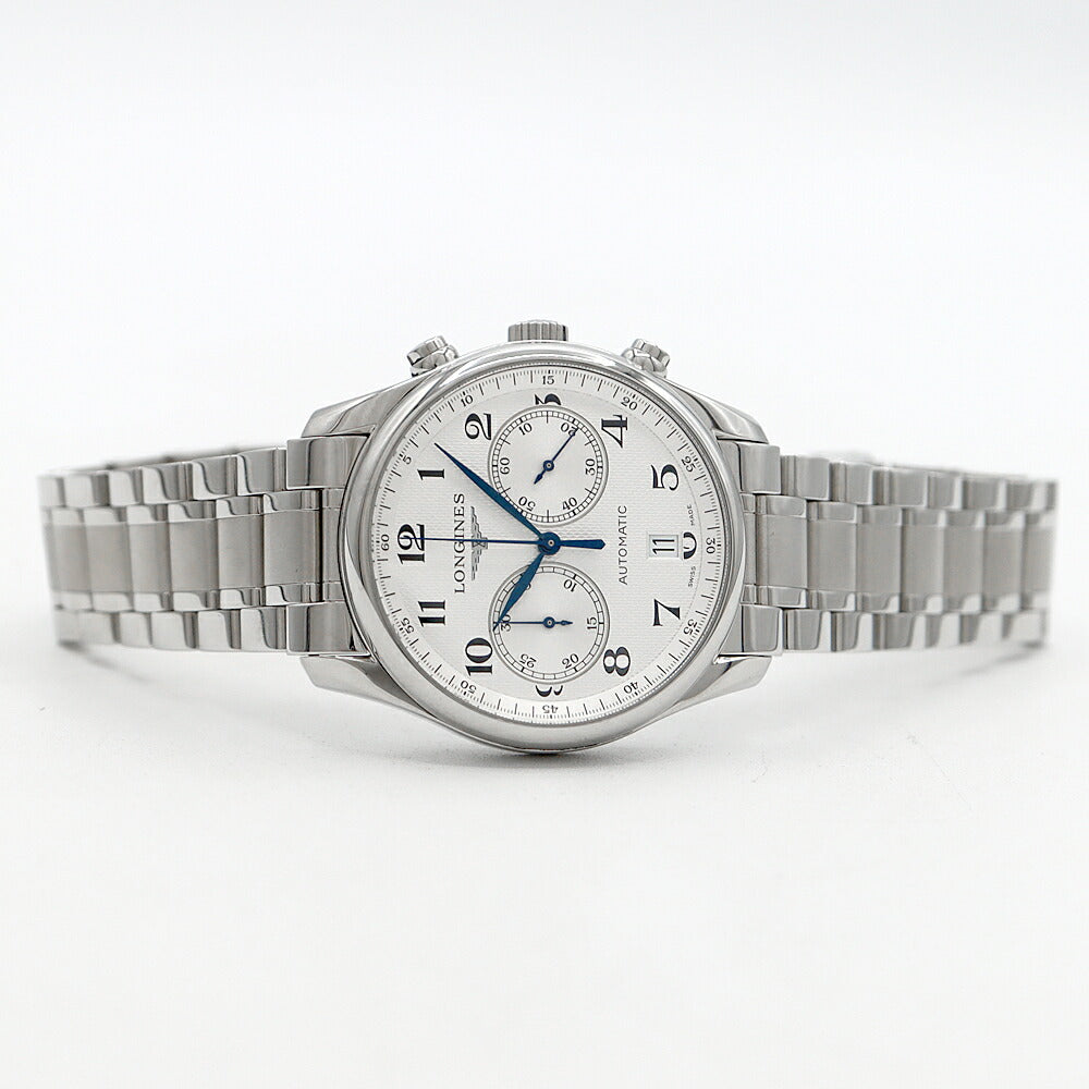 内部点検済 LONGINES ロンジン マスターコレクション クロノグラフ L2.629.4.78.6 デイト スモールセコンド 裏スケ シルバー SS ステンレス メンズ 自動巻き【6ヶ月保証】【腕時計】【中古】