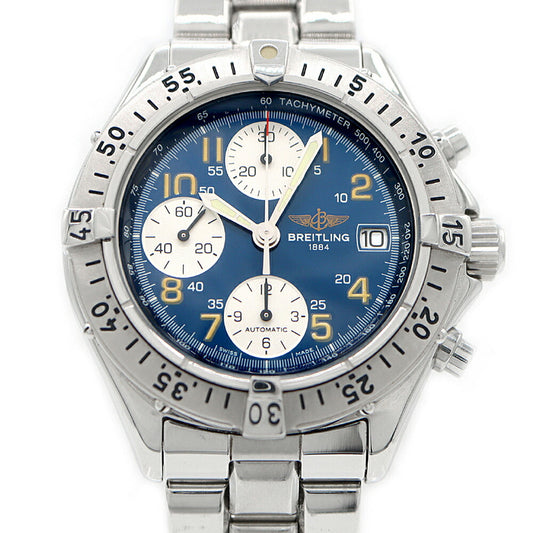 BREITLING ブライトリング コルト クロノグラフ A13035 100m防水 スモールセコンド デイト 青 ブルー SS ステンレス メンズ 自動巻き【6ヶ月保証】【腕時計】【中古】