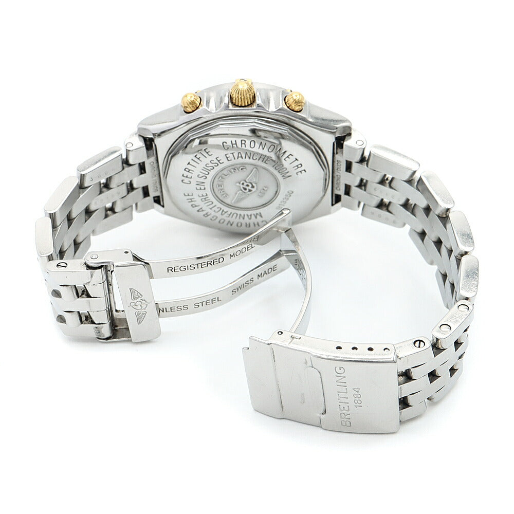 内部点検済 BREITLING クロノマット ビコロ B13350 クロノグラフ デイト 100m防水 白 ホワイトシェル SS ステンレス YGP イエローゴールド コンビ メンズ 自動巻き【6ヶ月保証】【腕時計】【中古】