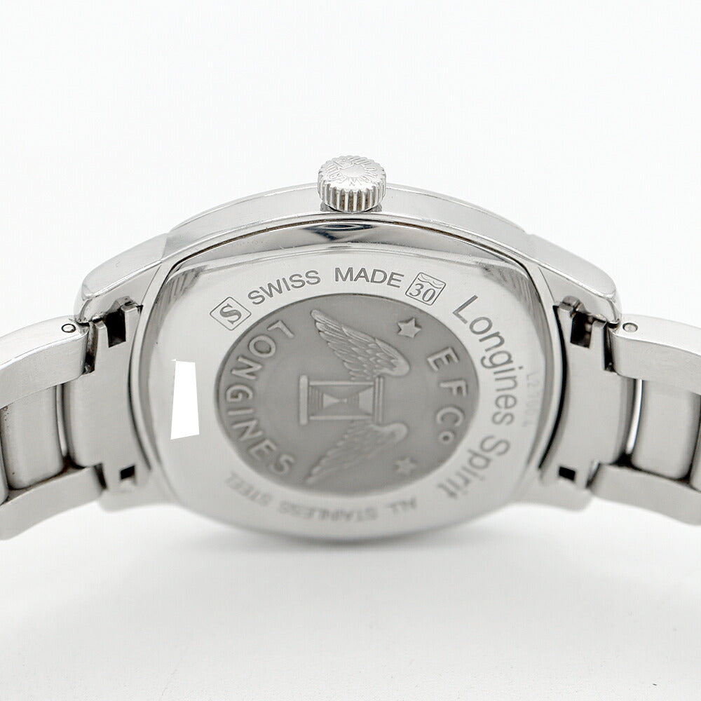内部点検済 LONGINES ロンジン スピリット L2.700.4.23.6 デイト 30m防水 白 ホワイト SS ステンレス メンズ 自動巻き【6ヶ月保証】【腕時計】【中古】
