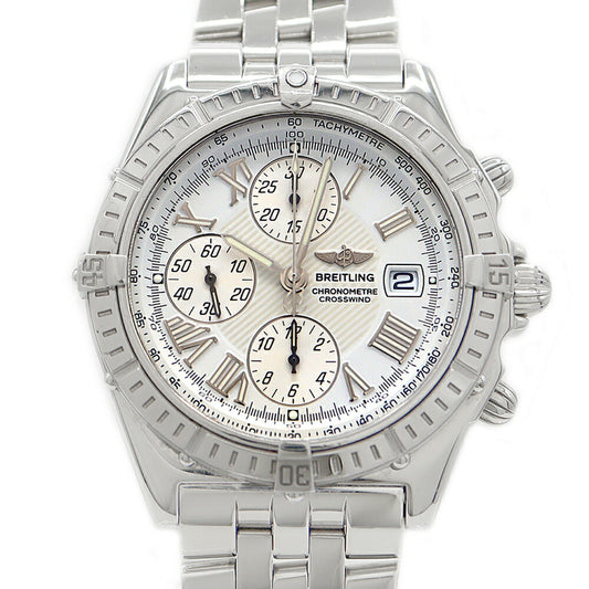 Internally inspected BREITLING Crosswind Chronograph A13355 100m Water Resistant Roman Index Date White SS Stainless Steel Men's Automatic Winding [6 Month Warranty] [Watch] [Used]