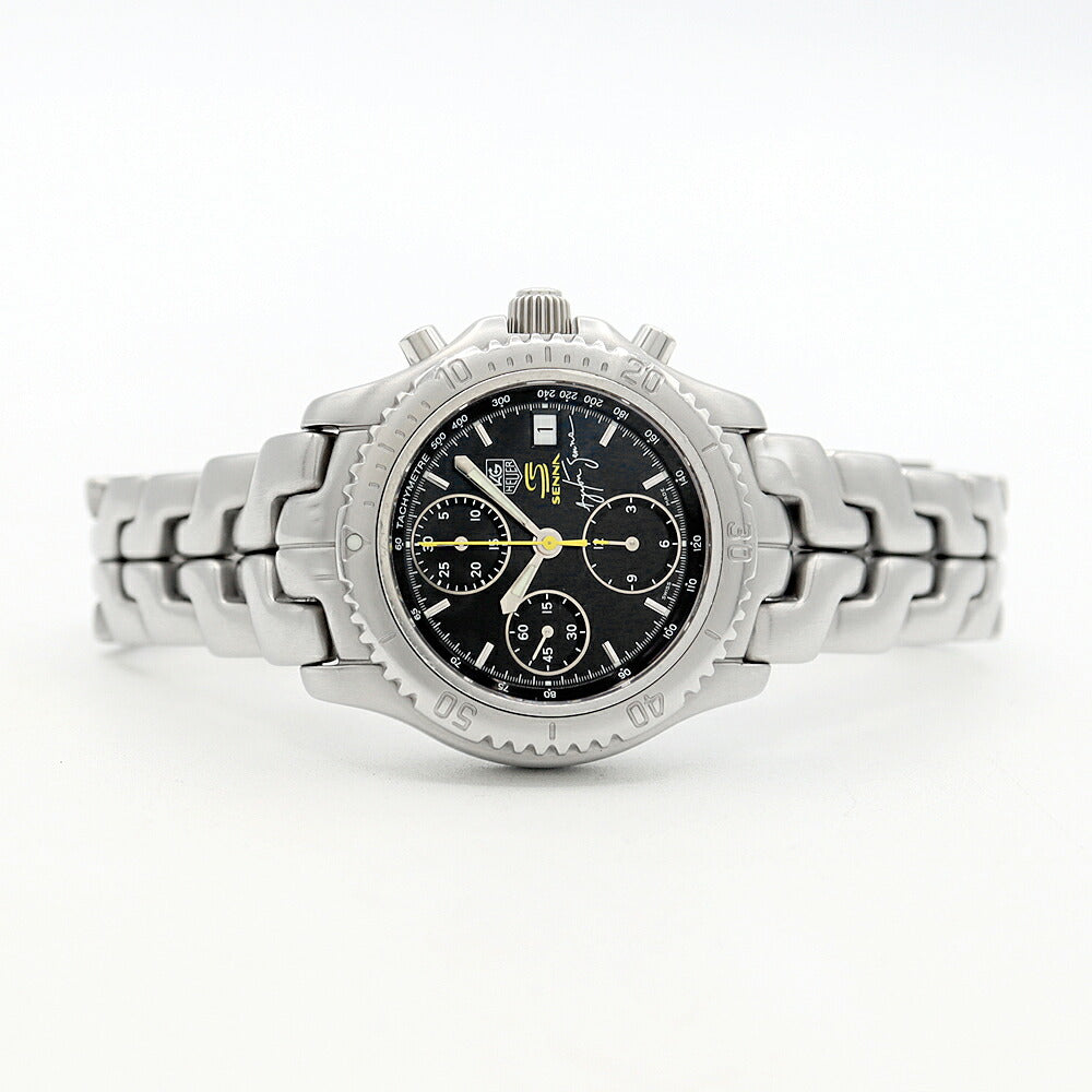 TAG Heuer タグホイヤー リンク クロノグラフ アイルトン セナ CT2115 BA0550 デイト 200m防水 黒 ブラック SS ステンレス メンズ 自動巻き【6ヶ月保証】【腕時計】【中古】