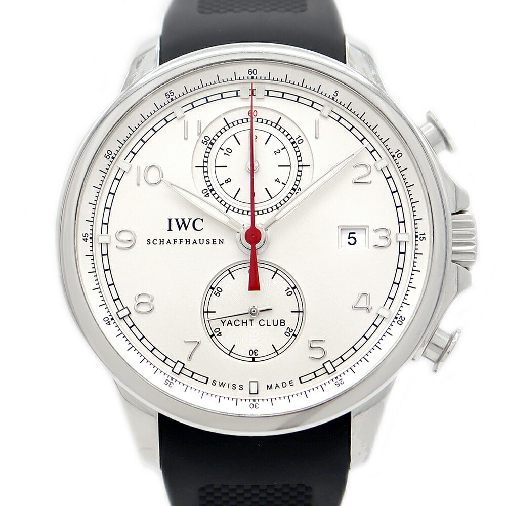 内部点検済 IWC インターナショナルウォッチカンパニー ポルトギーゼ ヨットクラブ クロノグラフ IW390211 スモールセコンド デイト 60m防水 シルバー SS ステンレス 純正ベルト 純正バックル尾錠 メンズ 自動巻き【6ヶ月保証】【腕時計】【中古】