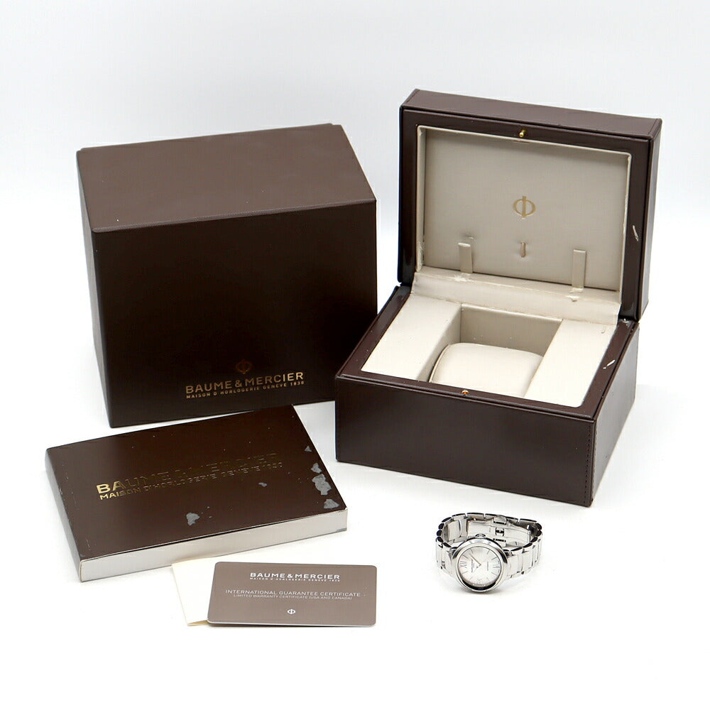 BAUME＆MERCIER ボーム&メルシェ プロメス M0A10182 白 ホワイトシェル SS ステンレス レディース 自動巻き【6ヶ月保証】【腕時計】【中古】