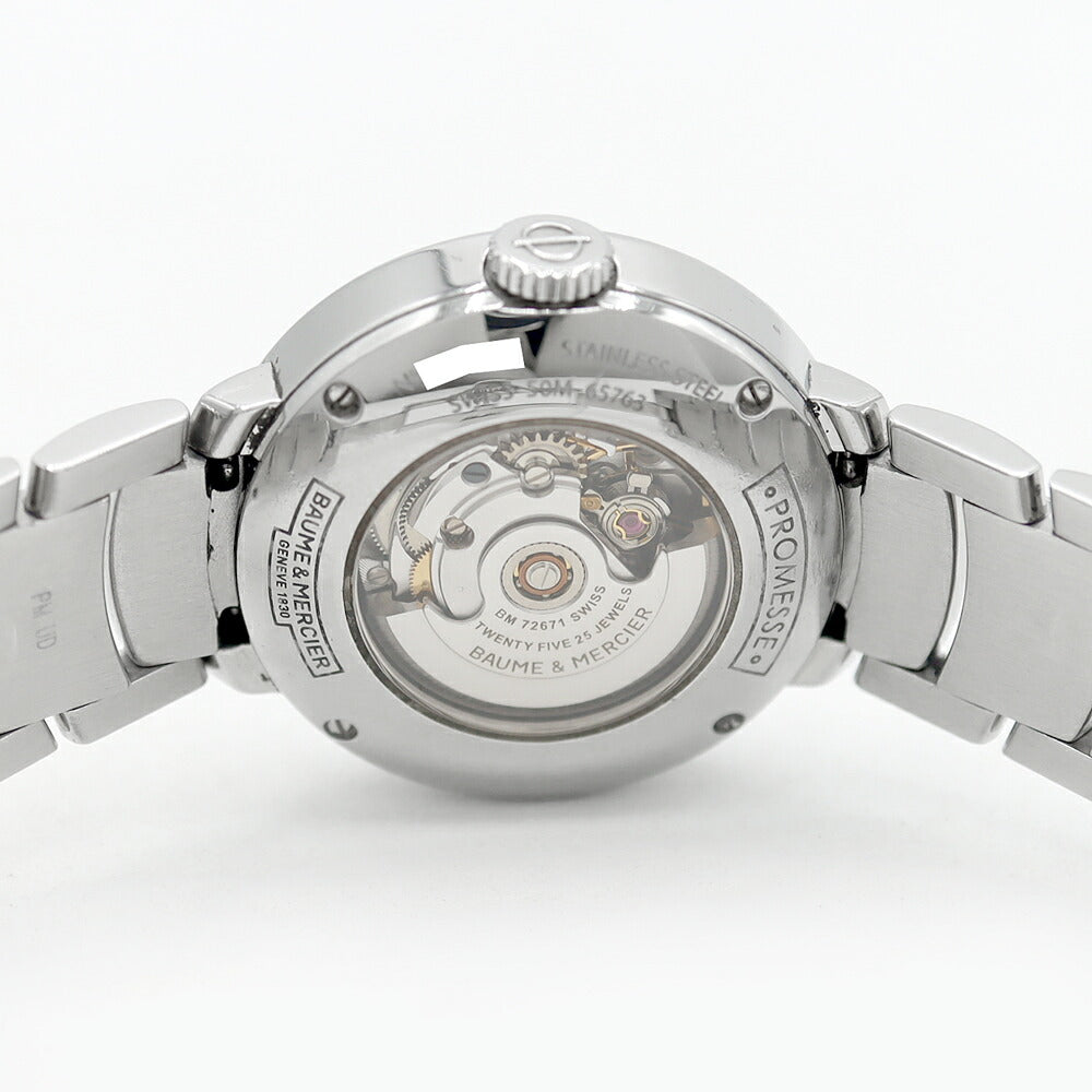 BAUME＆MERCIER ボーム&メルシェ プロメス M0A10182 白 ホワイトシェル SS ステンレス レディース 自動巻き【6ヶ月保証】【腕時計】【中古】