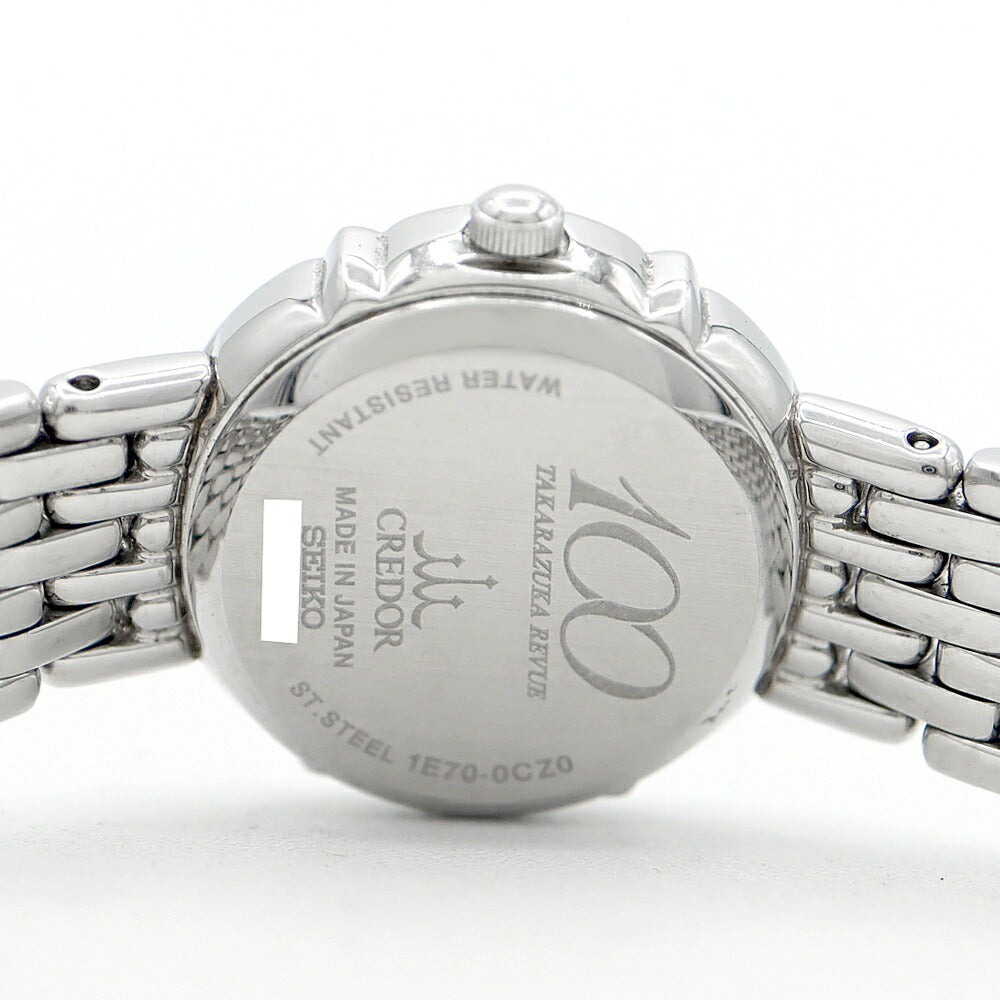 Battery replaced SEIKO Credor Takarazuka 100th Anniversary Limited to 1000 Diamond Bezel 11P Diamond 1E70-0CZ0 Diamond Sapphire White Shell SS Ladies Quartz Sapphire [6 Month Warranty] [Watch] [Used]