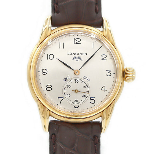 LONGINES Longines Monument 125th Anniversary Model 5254 Small Second Silver YGP Yellow Gold Genuine Belt Genuine Buckle Men's Manual Winding [6 Month Warranty] [Watch] [Used]