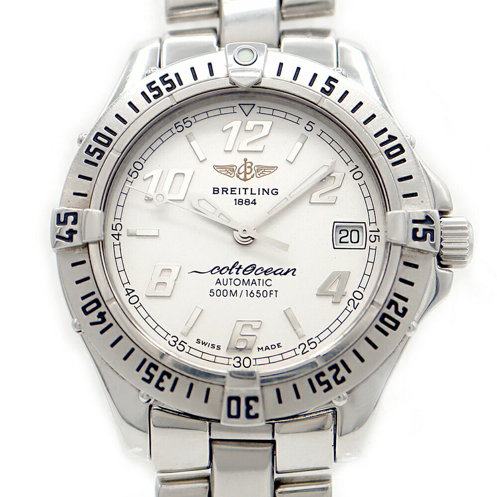 内部点検済 BREITLING ブライトリング コルトオーシャン A17350 クロノメーター デイト 500m防水 シルバー SS ステンレス メンズ 自動巻き【6ヶ月保証】【腕時計】【中古】