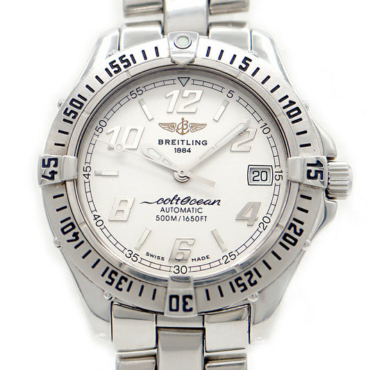 内部点検済 BREITLING ブライトリング コルトオーシャン A17350 クロノメーター デイト 500m防水 シルバー SS ステンレス メンズ 自動巻き【6ヶ月保証】【腕時計】【中古】