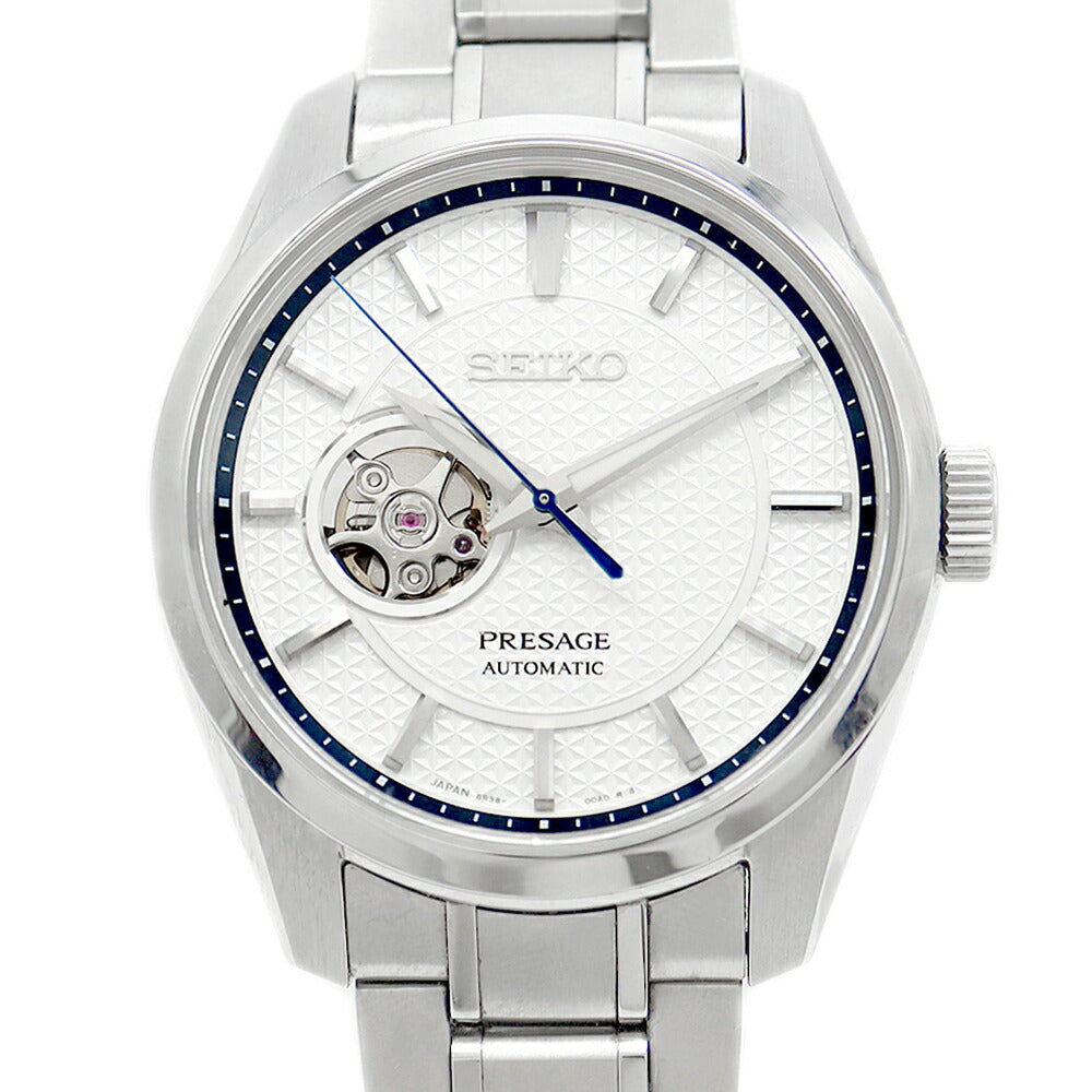 SEIKO セイコー プレザージュ 6R38-00A0 SARX097 オープンハート 裏スケ 100m防水 白 ホワイト SS ステンレス メンズ 自動巻き【6ヶ月保証】【腕時計】【中古】