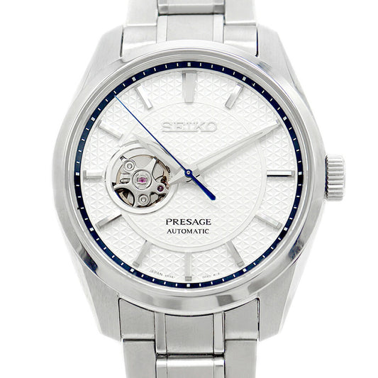 SEIKO Presage 6R38-00A0 SARX097 Open Heart Back Slot 100m Water Resistant White SS Stainless Steel Men's Automatic Winding [6 Month Warranty] [Watch] [Used]