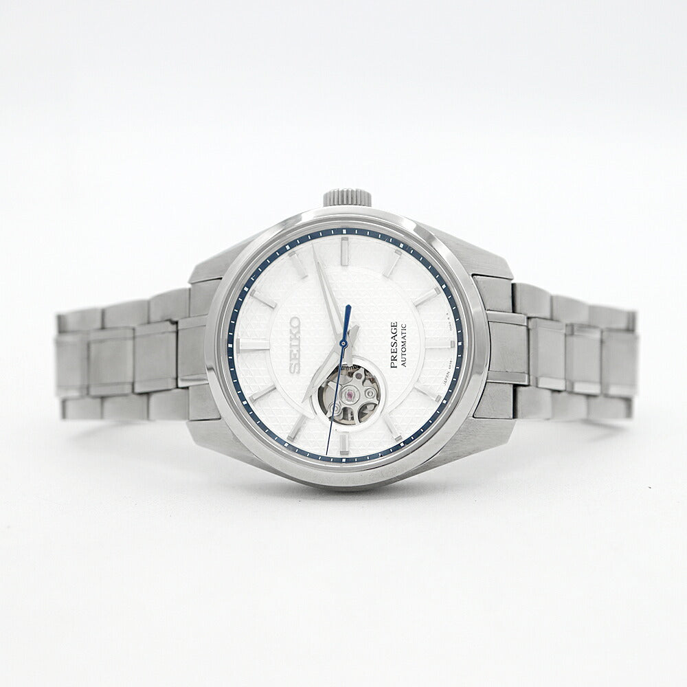 SEIKO セイコー プレザージュ 6R38-00A0 SARX097 オープンハート 裏スケ 100m防水 白 ホワイト SS ステンレス メンズ 自動巻き【6ヶ月保証】【腕時計】【中古】