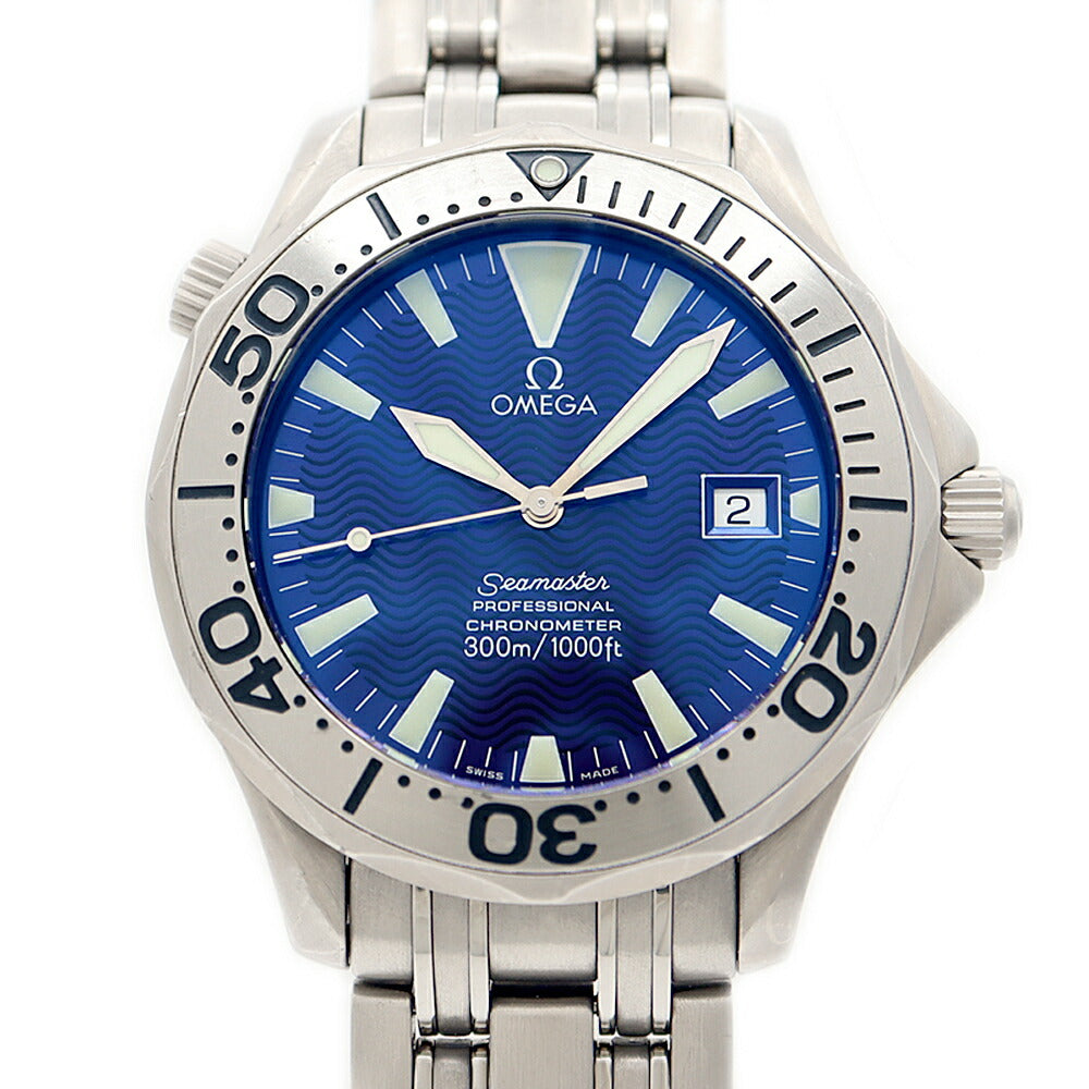 OMEGA オメガ シーマスター 300 プロフェッショナル 2231.80 300m防水 デイト 青 ブルーギョーシェ TI チタン メンズ 自動巻き【6ヶ月保証】【腕時計】【中古】