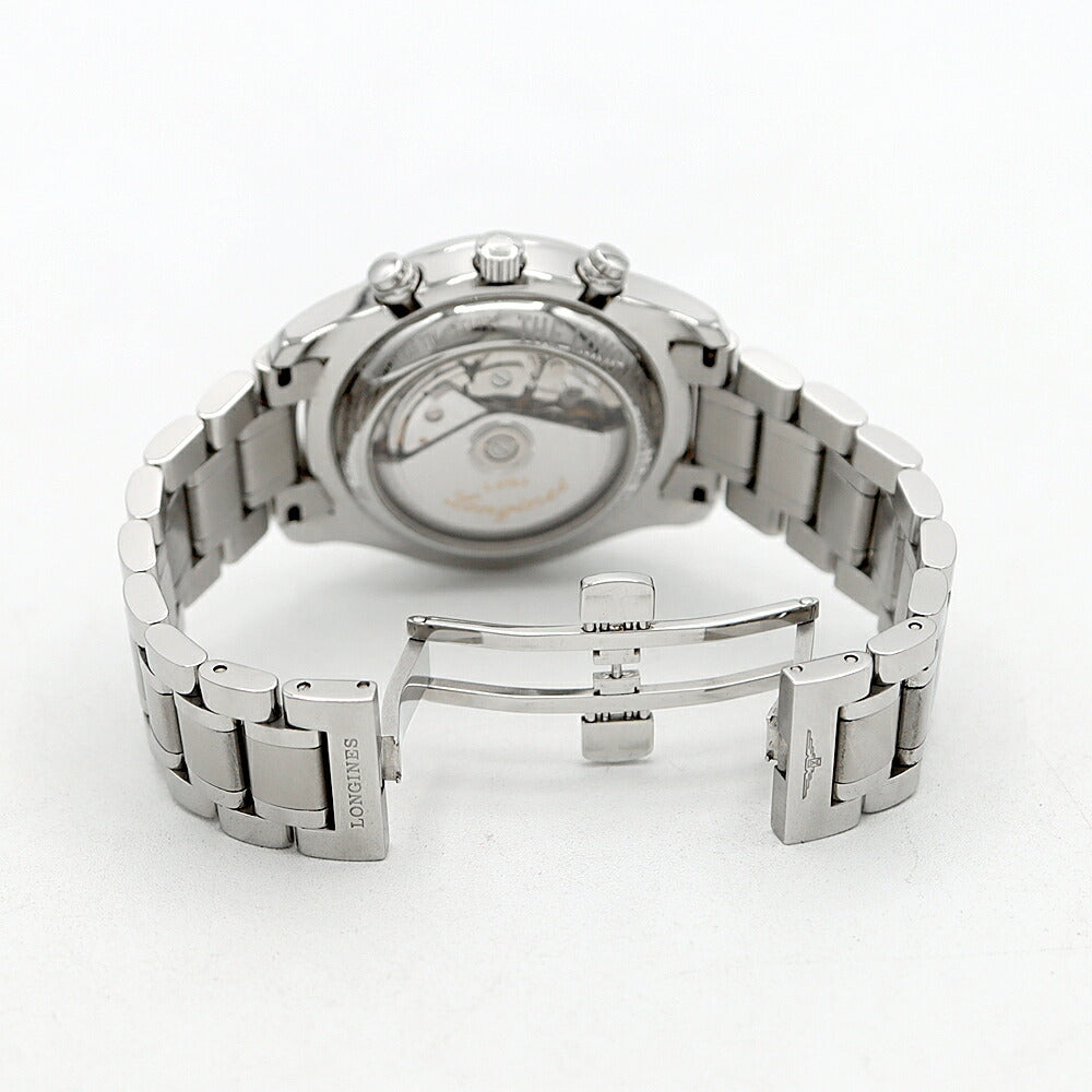 LONGINES ロンジン マスターコレクション ムーンフェイズ クロノグラフ L2.673.4.78.6 30m防水 トリプルカレンダー 裏スケ シルバー SS ステンレス メンズ 自動巻き【6ヶ月保証】【腕時計】【中古】