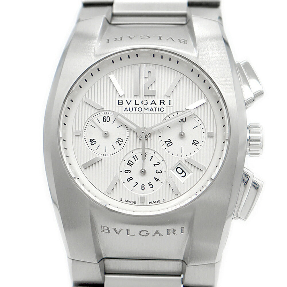 内部点検済 BVLGARI ブルガリ エルゴン クロノグラフ EG35SCH デイト 白 ホワイト SS ステンレス メンズ 自動巻き【6ヶ月保証】【腕時計】【中古】