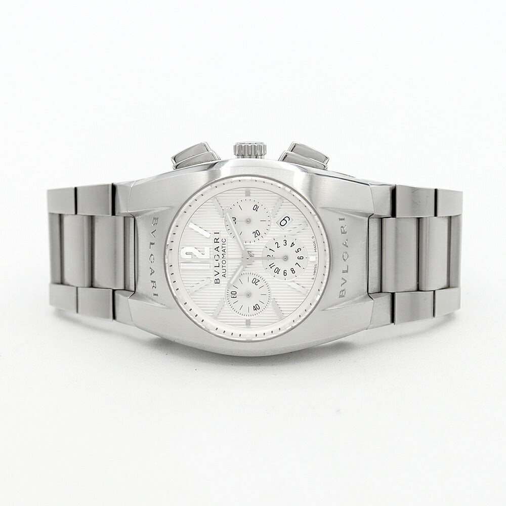 内部点検済 BVLGARI ブルガリ エルゴン クロノグラフ EG35SCH デイト 白 ホワイト SS ステンレス メンズ 自動巻き【6ヶ月保証】【腕時計】【中古】