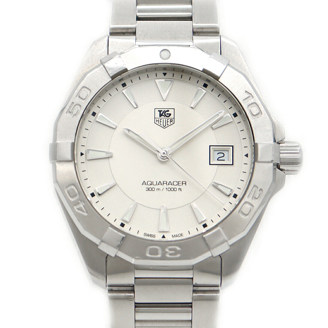 電池交換済 TAG Heuer タグホイヤー アクアレーサー WAY1111 デイト 300m防水 シルバー SS ステンレス メンズ クォーツ【6ヶ月保証】【腕時計】【中古】