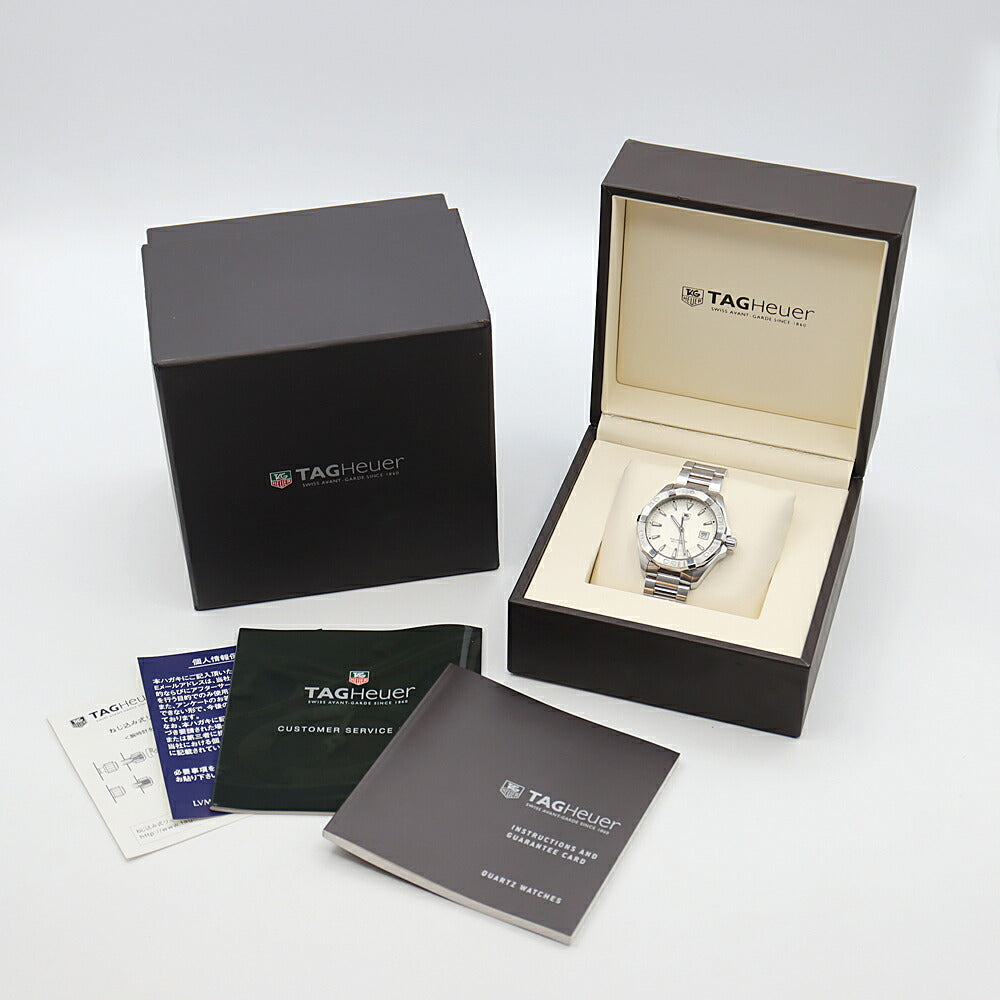 電池交換済 TAG Heuer タグホイヤー アクアレーサー WAY1111 デイト 300m防水 シルバー SS ステンレス メンズ クォーツ【6ヶ月保証】【腕時計】【中古】