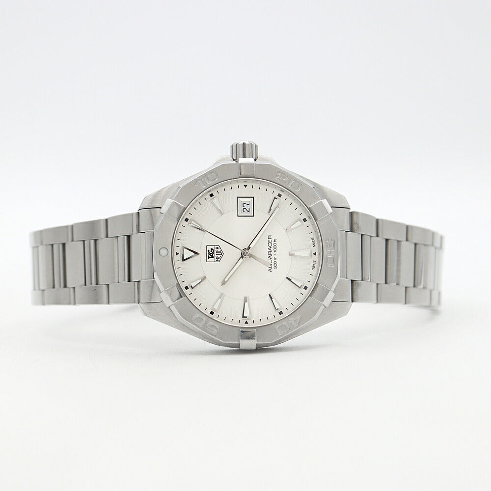 電池交換済 TAG Heuer タグホイヤー アクアレーサー WAY1111 デイト 300m防水 シルバー SS ステンレス メンズ クォーツ【6ヶ月保証】【腕時計】【中古】