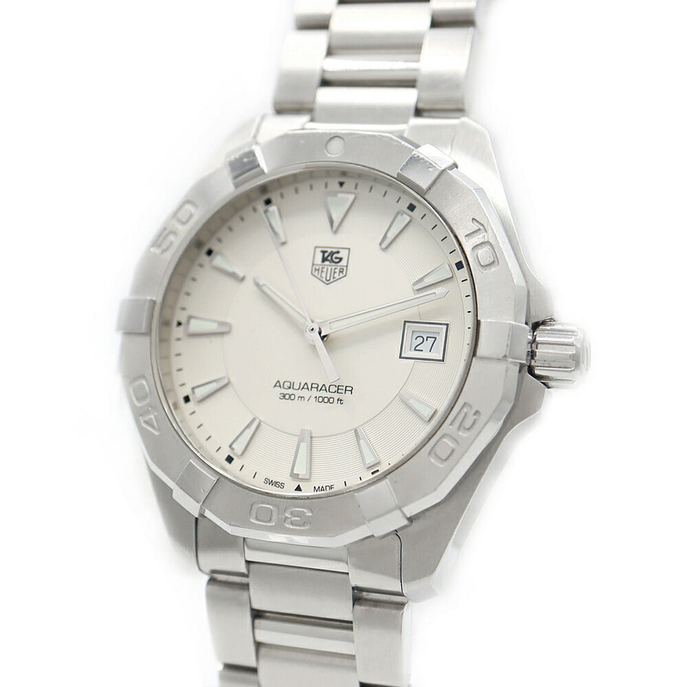 電池交換済 TAG Heuer タグホイヤー アクアレーサー WAY1111 デイト 300m防水 シルバー SS ステンレス メンズ クォーツ【6ヶ月保証】【腕時計】【中古】
