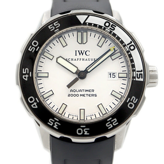 IWC International Watch Company Aquatimer Automatic 2000 IW356806 2000m Water Resistant Date White SS Stainless Steel Genuine Belt Genuine Buckle Men's Automatic Winding [6 Month Warranty] [Watch] [Used]