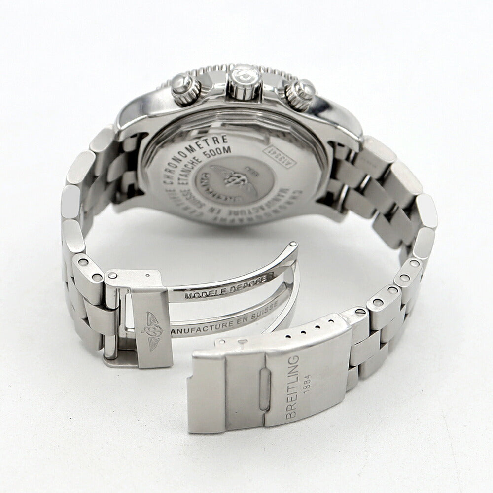 BREITLING ブライトリング スーパーオーシャン クロノグラフ A13341 デイデイト 500m防水 黒 ブラック ブルー SS ステンレス メンズ 自動巻き【6ヶ月保証】【腕時計】【中古】