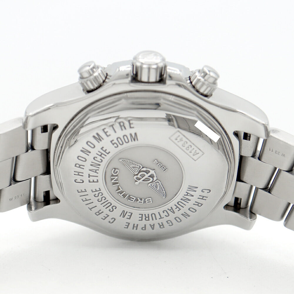 BREITLING ブライトリング スーパーオーシャン クロノグラフ A13341 デイデイト 500m防水 黒 ブラック ブルー SS ステンレス メンズ 自動巻き【6ヶ月保証】【腕時計】【中古】