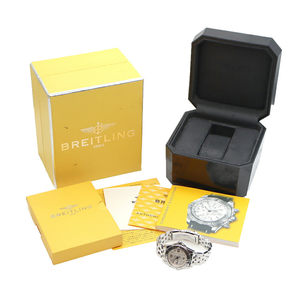 電池交換済 BREITLING ブライトリング コックピット レディ A71356 ダイヤモンド 8Pダイヤ デイト 100m防水 シルバー SS ステンレス クォーツ レディース【6ヶ月保証】【腕時計】【中古】