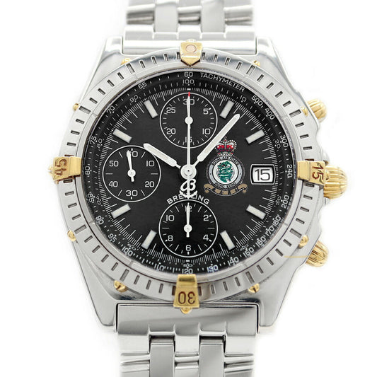 BREITLING ブライトリング クロノマット 香港 ロイヤルエアフォース 世界1997本限定モデル B13050.1 クロノグラフ デイト 黒 ブラック SS ステンレス YGP イエローゴールド コンビ メンズ 自動巻き【6ヶ月保証】【腕時計】【中古】