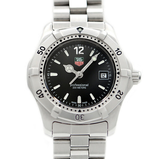 電池交換済 TAG Heuer タグホイヤー 2000シリーズ プロフェッショナル WK1310 BA0319 200m防水 デイト 黒 ブラック SS ステンレス レディース クォーツ【6ヶ月保証】【腕時計】【中古】