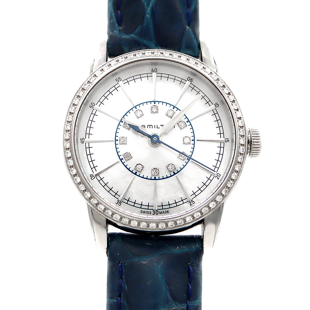 Battery replaced HAMILTON Hamilton Railroad Diamond Bezel H403910 Diamond 12P Diamond White White Shell Genuine Belt Genuine Buckle SS Stainless Steel Ladies Quartz [6 Month Warranty] [Watch] [Used]