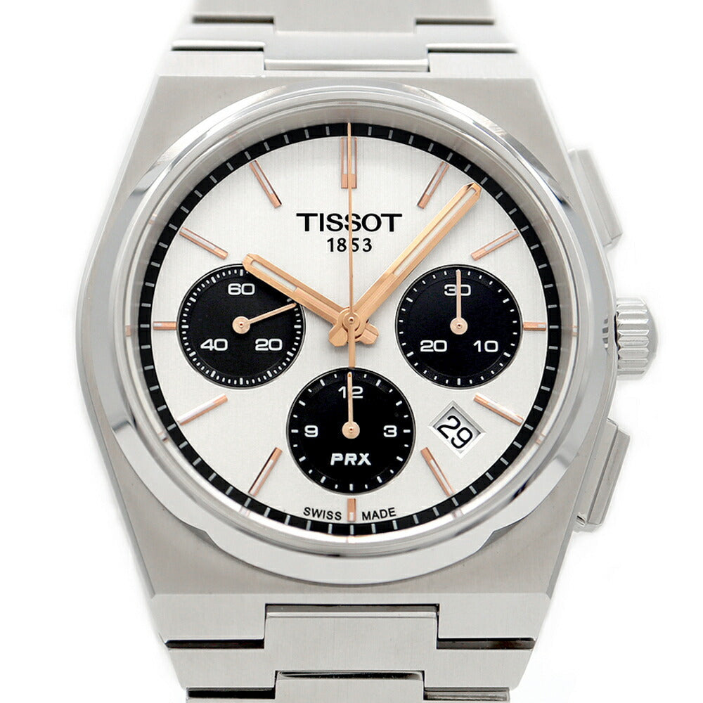 Internally inspected TISSOT PRX Automatic Chronograph T137.427.11.011.00 Date 100m Water Resistant Back Skew Silver SS Stainless Steel Men's Automatic Winding [6 Month Warranty] [Watch] [Used]