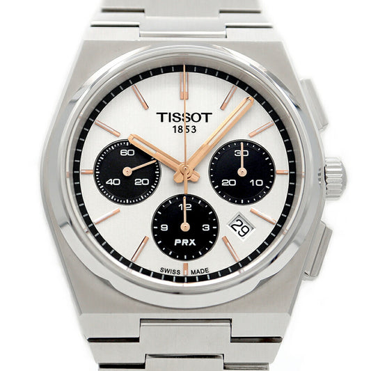 Internally inspected TISSOT PRX Automatic Chronograph T137.427.11.011.00 Date 100m Water Resistant Back Skew Silver SS Stainless Steel Men's Automatic Winding [6 Month Warranty] [Watch] [Used]