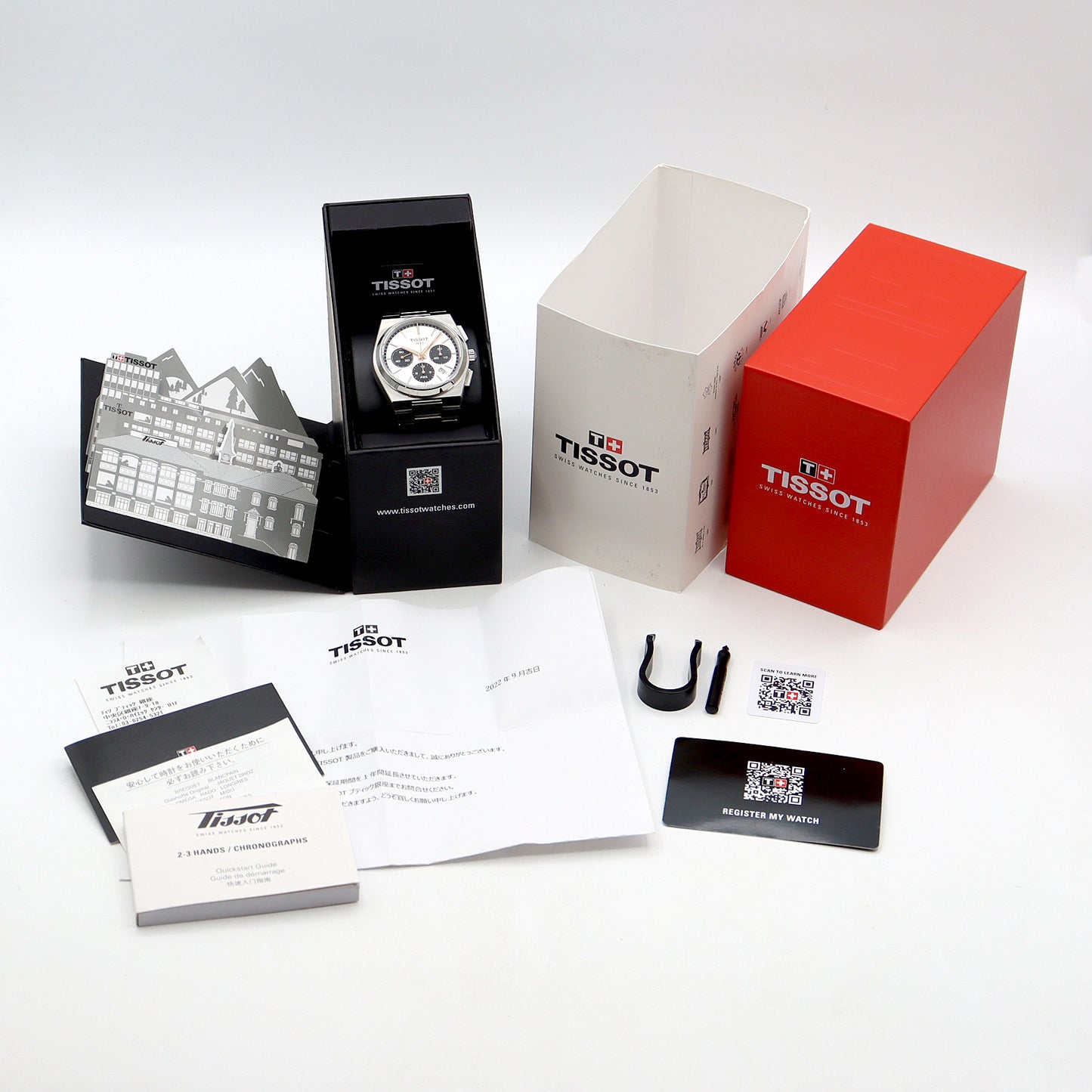 Internally inspected TISSOT PRX Automatic Chronograph T137.427.11.011.00 Date 100m Water Resistant Back Skew Silver SS Stainless Steel Men's Automatic Winding [6 Month Warranty] [Watch] [Used]