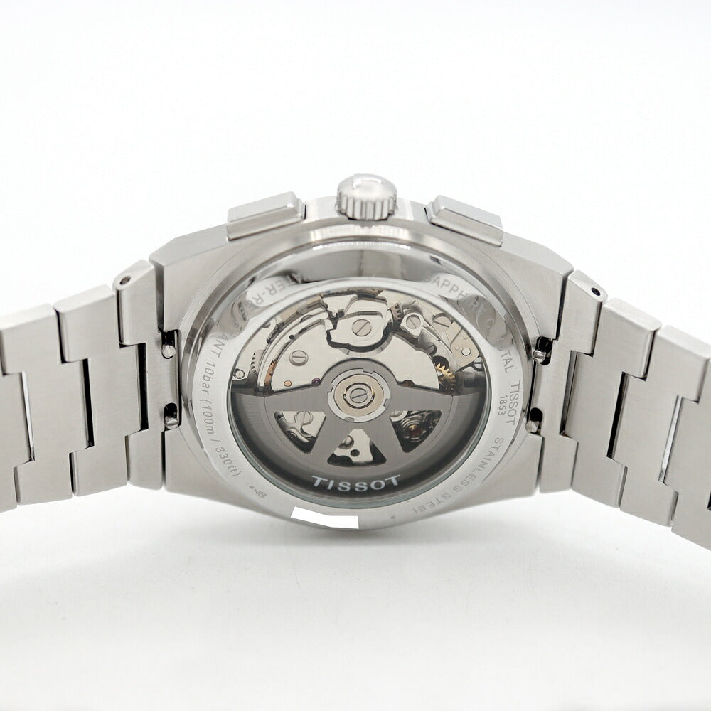 Internally inspected TISSOT PRX Automatic Chronograph T137.427.11.011.00 Date 100m Water Resistant Back Skew Silver SS Stainless Steel Men's Automatic Winding [6 Month Warranty] [Watch] [Used]