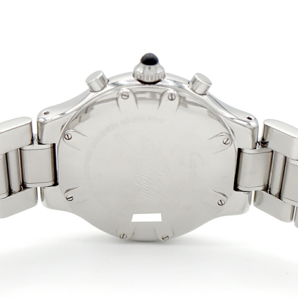 電池交換済 Cartier カルティエ マスト 21 クロノスカフ W10172T2 100m防水 クロノグラフ デイト 黒 ブラック SS ステンレス メンズ クォーツ【6ヶ月保証】【腕時計】【中古】