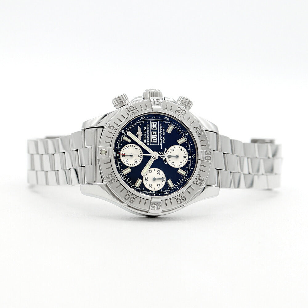 Internally inspected BREITLING Super Ocean Chronograph A13340 Day Date 500m Water Resistant Black SS Stainless Steel Men's Automatic Winding [6 Month Warranty] [Watch] [Used]