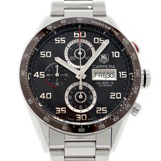 Internally inspected TAG Heuer Carrera Caliber 16 Chronograph CV2A1S Day Date 100m Water Resistant Back Skew Brown Brown SS Stainless Steel Men's Automatic Winding [6 Month Warranty] [Watch] [Used]