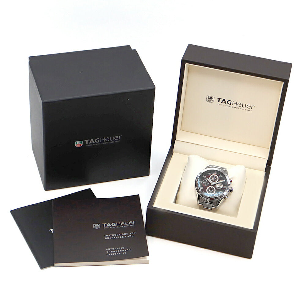 内部点検済 TAG Heuer タグホイヤー カレラ キャリバー16 クロノグラフ CV2A1S デイデイト 100m防水 裏スケ 茶 ブラウン SS ステンレス メンズ 自動巻き【6ヶ月保証】【腕時計】【中古】