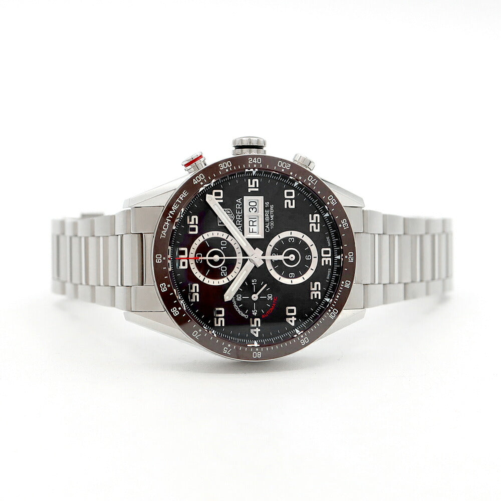 内部点検済 TAG Heuer タグホイヤー カレラ キャリバー16 クロノグラフ CV2A1S デイデイト 100m防水 裏スケ 茶 ブラウン SS ステンレス メンズ 自動巻き【6ヶ月保証】【腕時計】【中古】