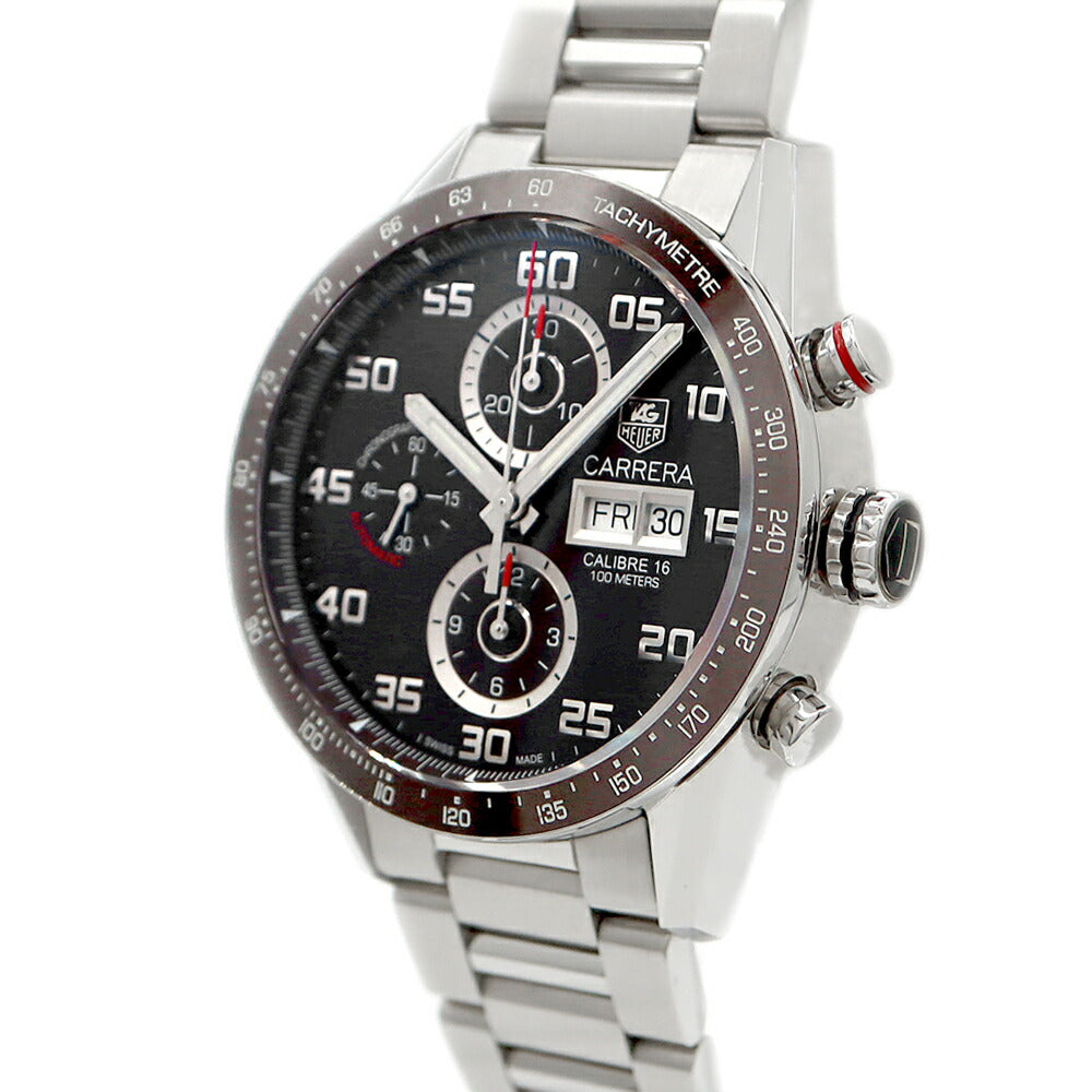 内部点検済 TAG Heuer タグホイヤー カレラ キャリバー16 クロノグラフ CV2A1S デイデイト 100m防水 裏スケ 茶 ブラウン SS ステンレス メンズ 自動巻き【6ヶ月保証】【腕時計】【中古】