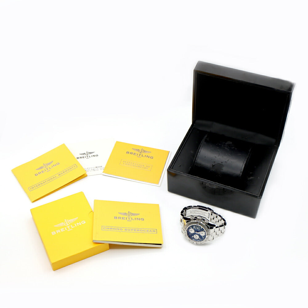 BREITLING ブライトリング スーパーオーシャン クロノグラフ A13340 デイデイト 500m防水 青 ブルー SS ステンレス メンズ 自動巻き【6ヶ月保証】【腕時計】【中古】