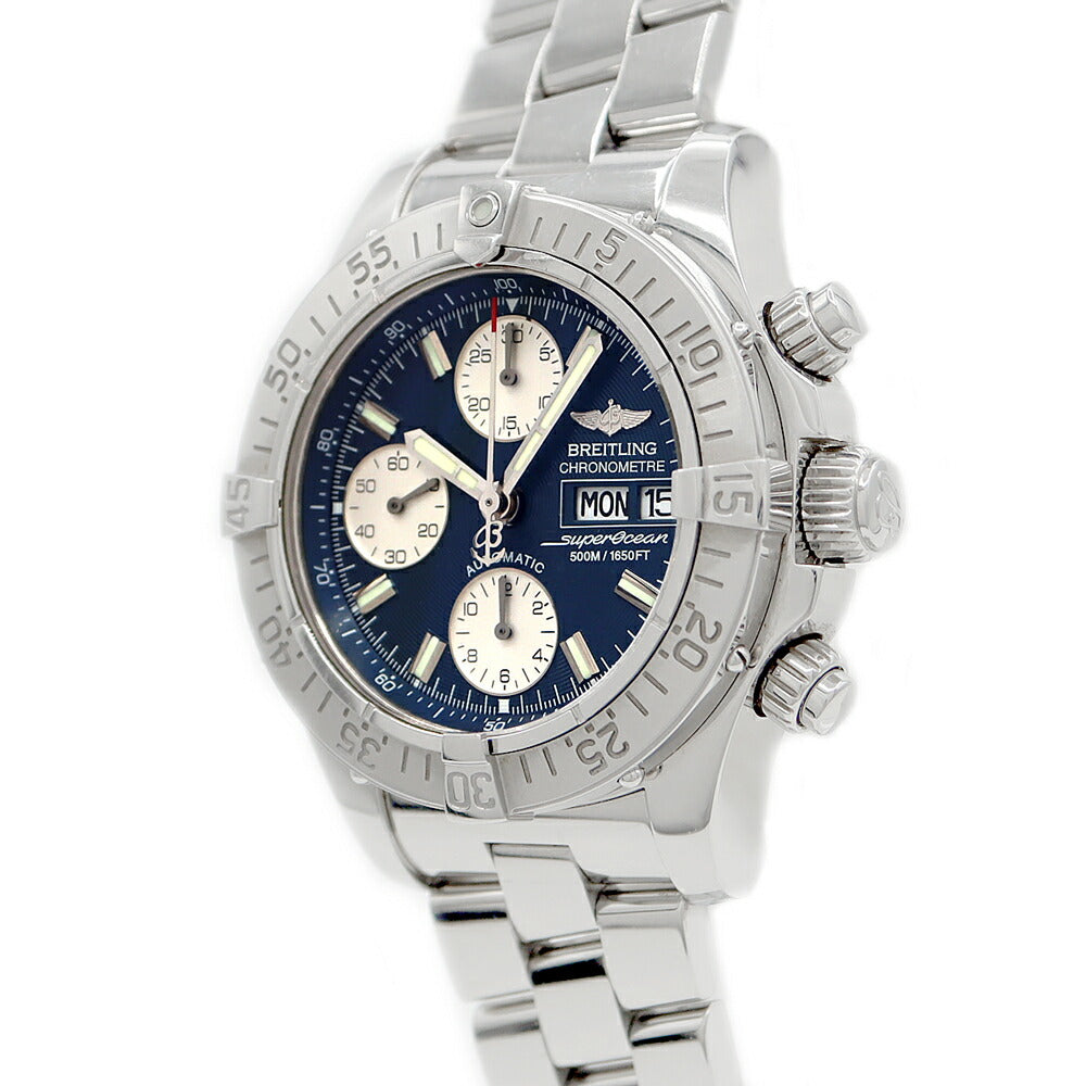BREITLING ブライトリング スーパーオーシャン クロノグラフ A13340 デイデイト 500m防水 青 ブルー SS ステンレス メンズ 自動巻き【6ヶ月保証】【腕時計】【中古】