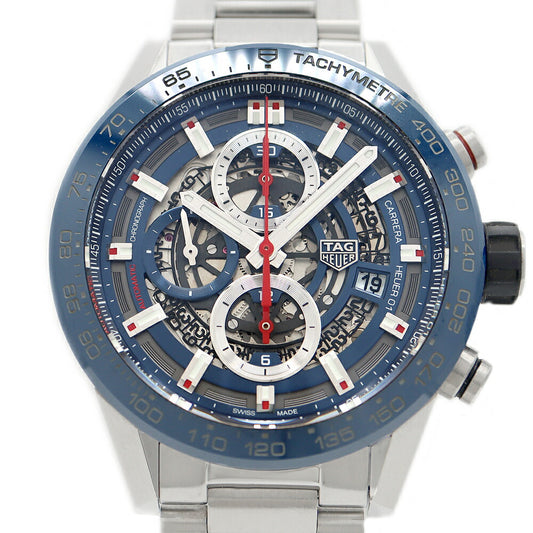 Internally inspected TAG Heuer Carrera Caliber Heuer 01 Chronograph CAR201T BA0766 100m Water Resistant Date Blue Blue Skeleton SS Stainless Steel Men's Automatic Winding [6 Month Warranty] [Watch] [Used]