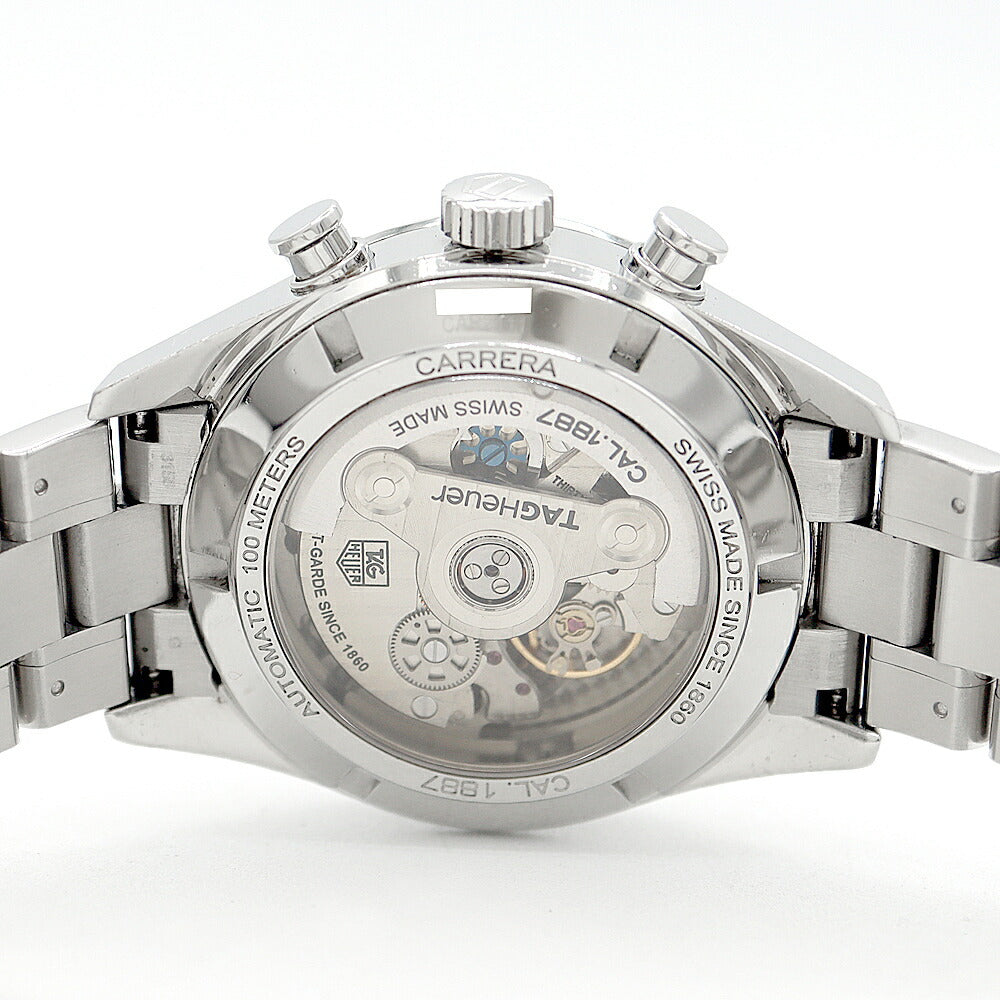 TAG Heuer タグホイヤー カレラ キャリバー1887 クロノグラフ CAR2111 スモールセコンド 裏スケ デイト 100m防水 シルバー SS ステンレス メンズ 自動巻き【6ヶ月保証】【腕時計】【中古】